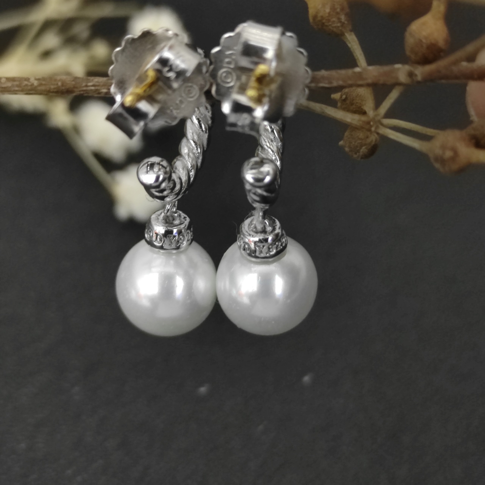 David Yurman pearl earrings, white gold and yellow gold - Picture 4 of 4